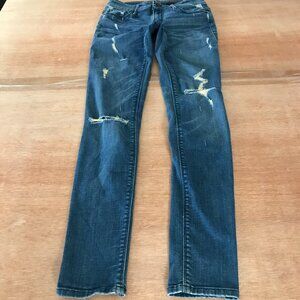 Black Orchid Ikait Skinny Jeans Women 26 Blue Low Rise Distressed Medium Wash